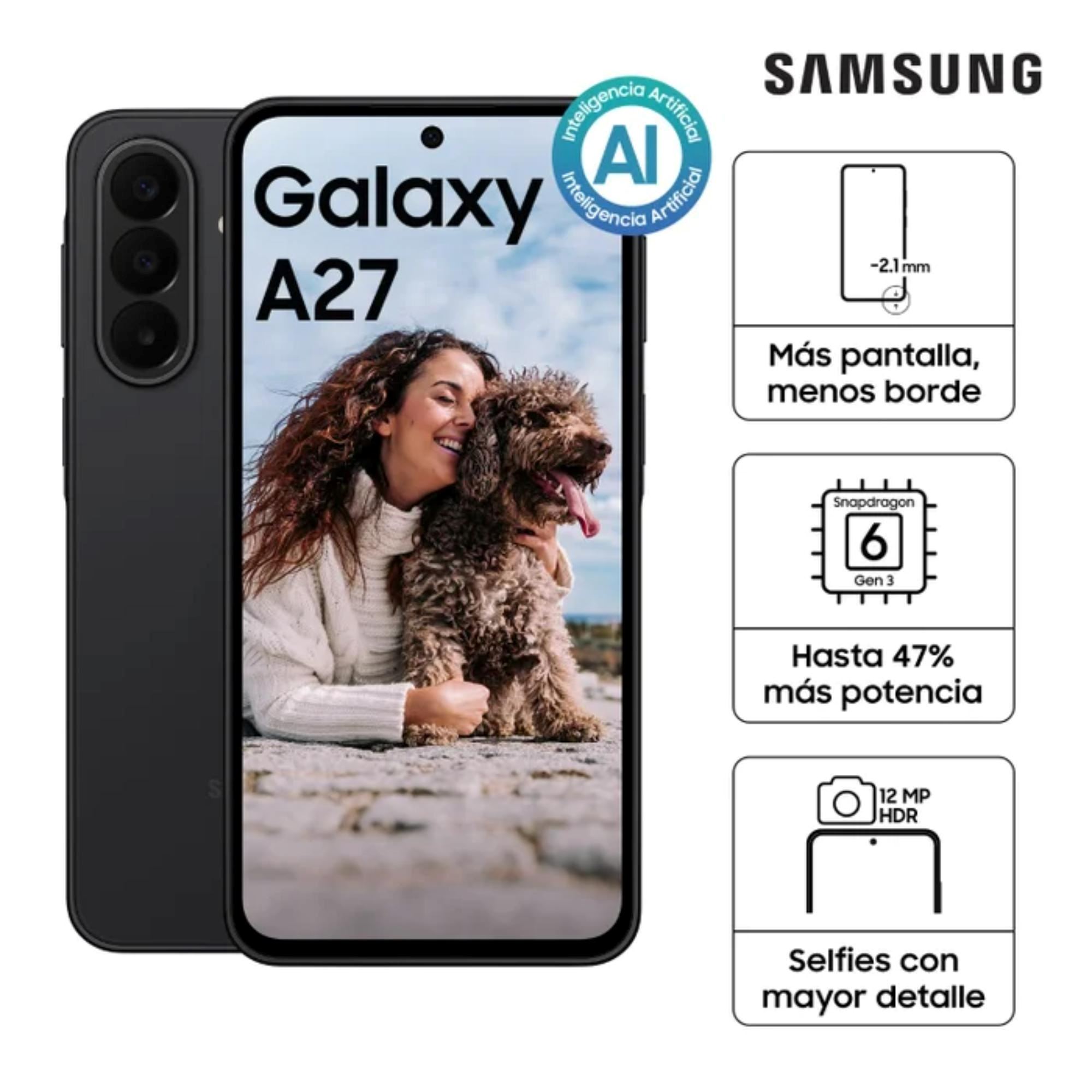 Celular Samsung Galaxy A27 5G 256GB + 8GB 6.7" Negro
